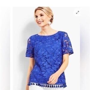 RSVP by Talbots Royal Blue embroidered butterfly top 6